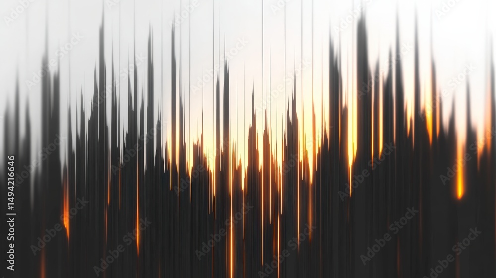 Aufkleber sleek angular skyline with glowing accents on isolated background