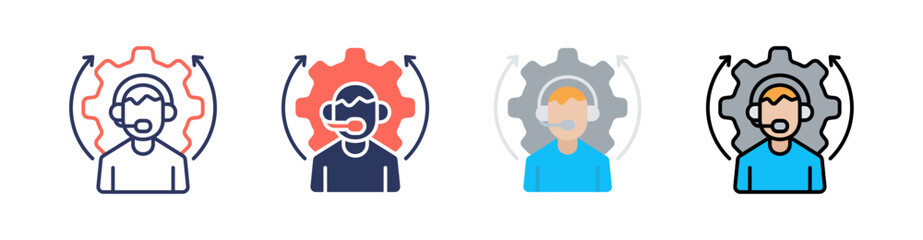 Assistance Multi Style Icon Set Vector 