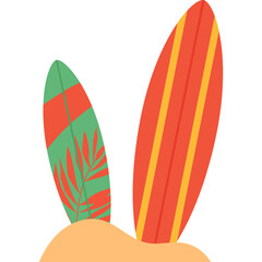 Surf Board with Sand Illustration