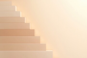 Ascending beige steps against a pale wall