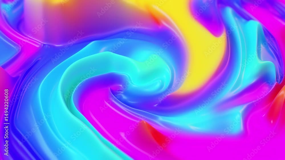 Aufkleber vibrant colorful abstract fluid swirl of neon hues creating dynamic movement and visual harmony