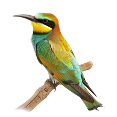 Bee-eater bird side view full body isolate on white background
