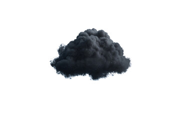 A dark, dense cloud with a dramatic, stormy appearance and textured details.
