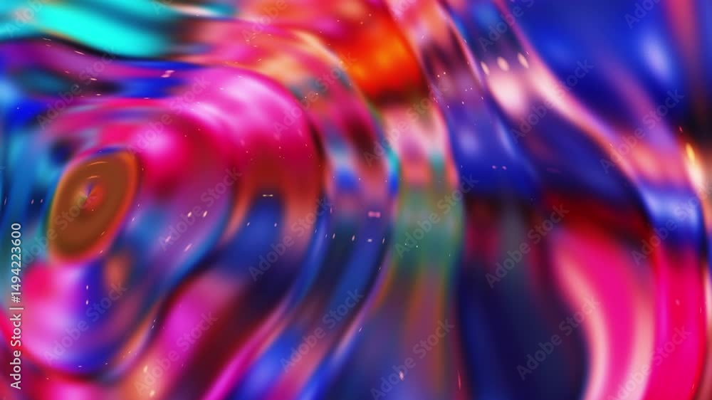 Poster vibrant abstract wave fusion of multicolor light and motion in dynamic fluid swirls