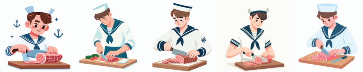 sailor character vector slicing meat