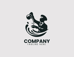 Obraz premium Elegant Barista Pouring Coffee with Artistic Flair Vector Logo Design, Graceful Barista Pouring Latte Art Vector Logo