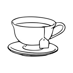 outline illustration of hot tea drink