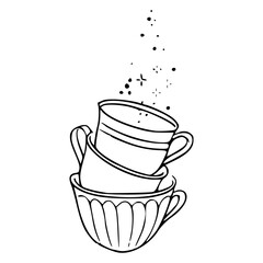 fantasy tea party cups vector art