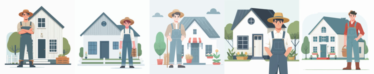 vector architect standing in front of house