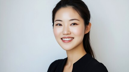 Portrait of a Confident Young Asian Woman Smiling Beautifully, Isolated