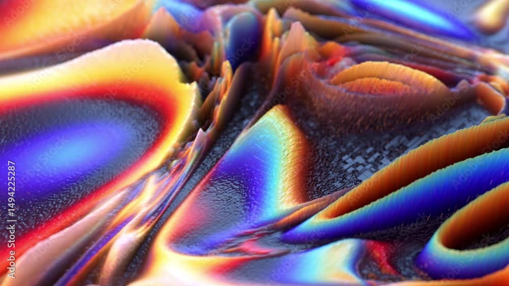 Poster vivid abstract colorful 3d fractal art texture with multicolored layers and ripples