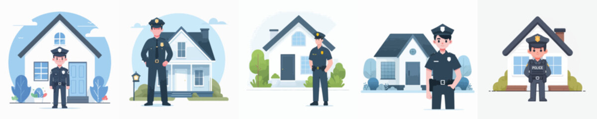 police vector standing in front of house