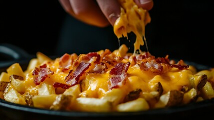 Delicious and Decadent, Crispy Fries Loaded with Melted Cheese and Bacon Delight