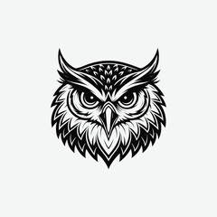 Fototapeta premium Owl Vector Silhouette – Black and White Minimalist Owl Clipart | Wildlife Bird Illustration for Logos, Stickers & T-Shirt Design