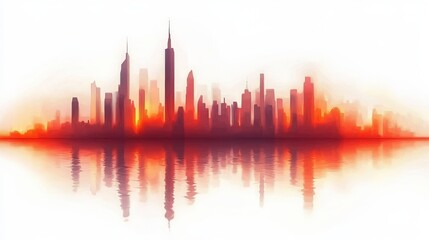 Fototapeta premium Luminous Abstract Cityscape with Glowing Features on White Background