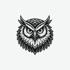Owl Vector Silhouette – Black and White Minimalist Owl Clipart | Wildlife Bird Illustration for Logos, Stickers & T-Shirt Design