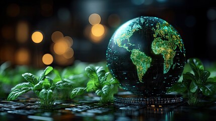 Glowing Earth with Green Shoots.