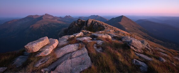 Majestic Mountain Range Panorama At Sunrise