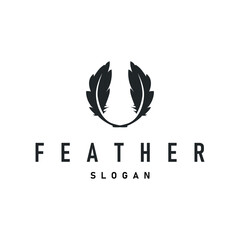 simple minimalist elegant logo feather animal fur illustration template symbol brand product business