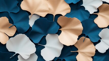 Artistic Ginkgo Leaves in Soft Metallic Tones Ideal for Creative Projects and Modern Designs