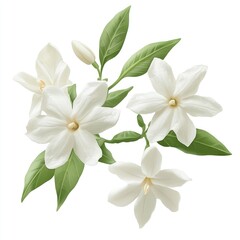 Fototapeta premium Delicate white blossoms and vibrant green leaves