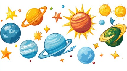 Detailed Solar System Diagram with Labeled Planets on White Background