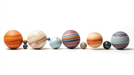 Solar System Planets Isolated on White Background in AR Style