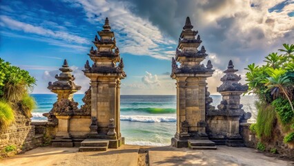 View of the Entrance Gates to Melasti Beach in Bali