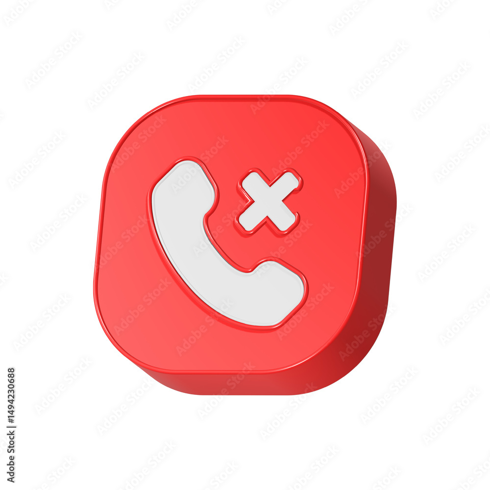 Poster denied cancel call phone button 3d rendering