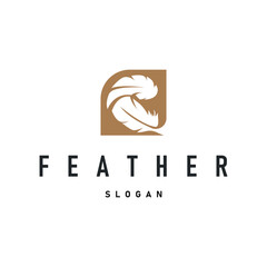 simple minimalist elegant logo feather animal fur illustration template symbol brand product business