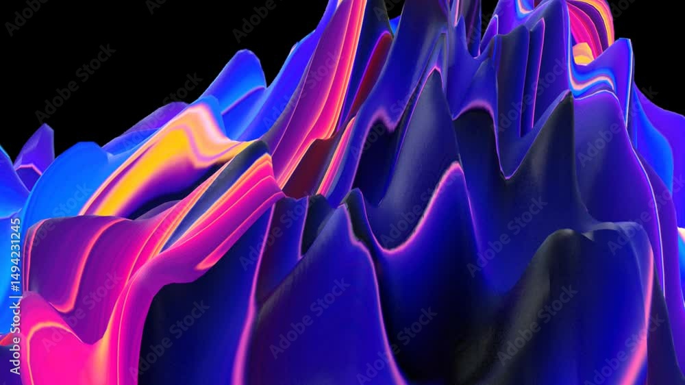 Aufkleber vivid abstract waves with neon colors and fluid dynamic patterns in motion