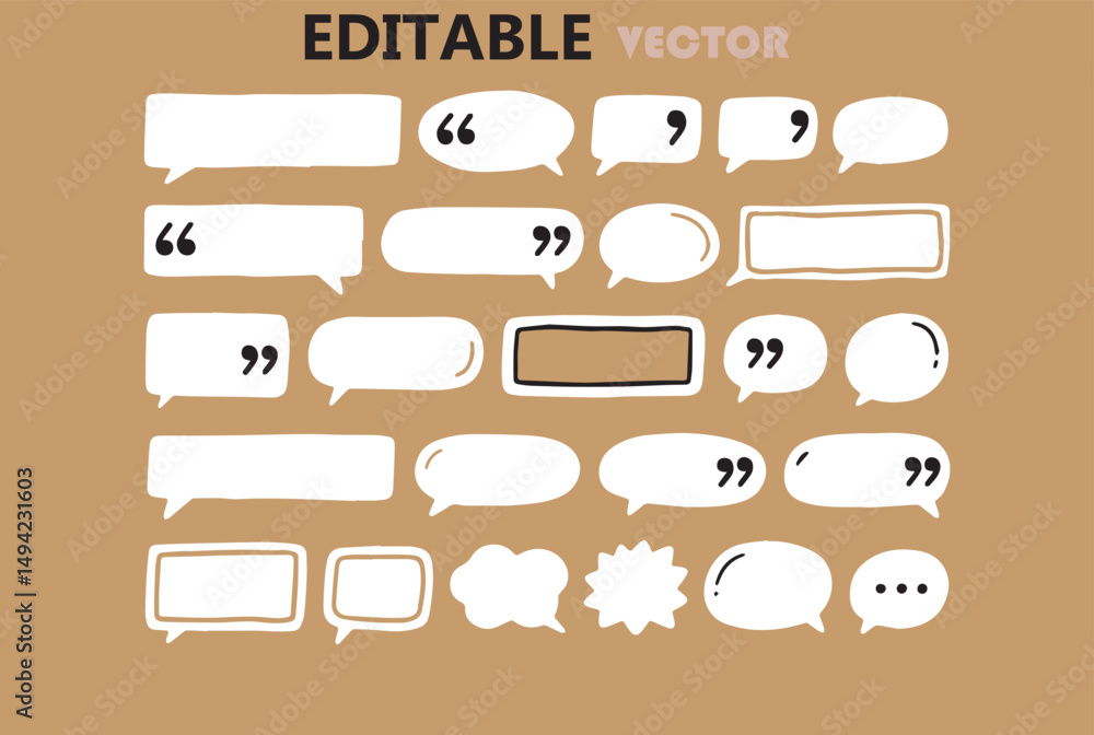 Poster collection of editable hand drawn speech bubbles and text boxes for design projects