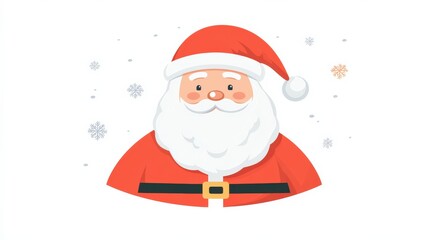 Classic Santa Claus with Bright Red Suit on White Background