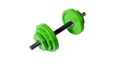 Green Dumbbell on Transparent Background Fitness Equipment Gym Weight
