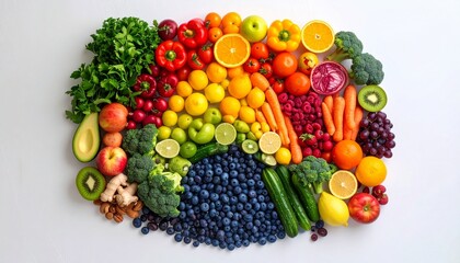 Vibrant Rainbow of Fruits and Vegetables A Colorful and Healthy Food Arrangement