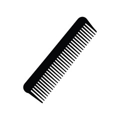 Black and white silhouette of a hair comb isolated on a white background