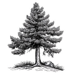 Highly detailed illustrations of various trees, leaves, grasses, and botanical elements, featuring realistic, minimalist, and abstract compositions on a white background.