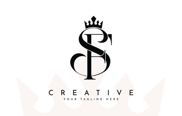 Naklejka premium Elegant SF Monogram with Crown Logo