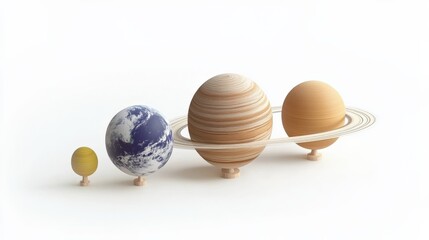 Stylized Solar System with Planetary Alignment on White Background