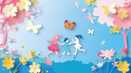 Immerse in Artistic Whimsy with Children's Day Paper Cuttings Backgrounds! These enchanting backdrops blend the timeless charm of traditional paper cutting with the playful spirit of Children's Day, c