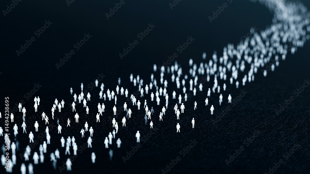 Poster abstract representation of a large group of people in motion.