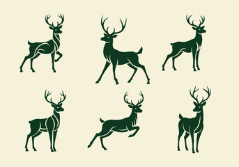 Elegant Silhouettes of Majestic Deer in Various Poses