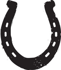 A stylized, black and white horseshoe graphic, perfect for logo designs or prints.