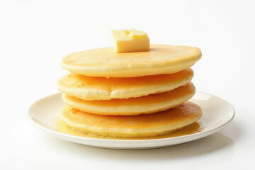 Fototapeta premium Delicious Ricotta Pancakes on Minimalist White Plate, Clean Food Photography Style