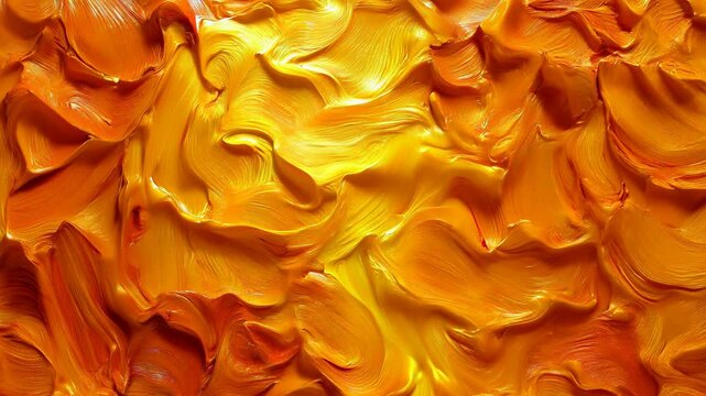 Oil painting brushstrokes transforming into flowing molten gold