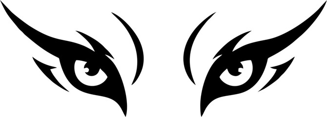 Powerful Wolf Eyes in Flat Black Outline for Tattoo Design