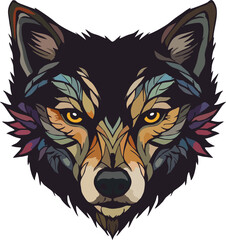 Sharp and Intense Wolf Eyes in Minimal Line Style for Vector Use