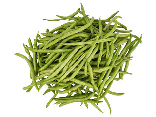 Pile of Fresh Organic Green Beans Isolated on White Background