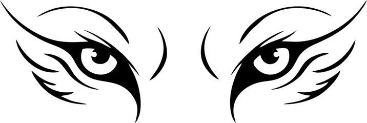 Simplified Wolf Eyes in Stylized Shape for Quick Tracing Design