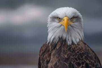 Obraz premium A majestic eagle with intense eyes and detailed plumage, symbolizing freedom and power.